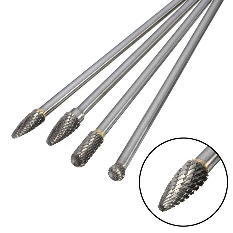 Wolfride 4pcs Long Shank Tungsten Carbide Burr Set 6mm Shank