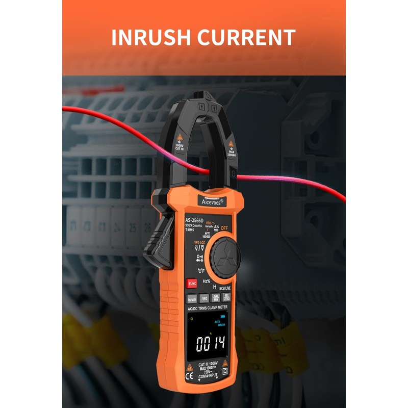 Aicevoos Inrush Digital Clamp Meter Multimeter 1000A TRMS 6000 Counts,