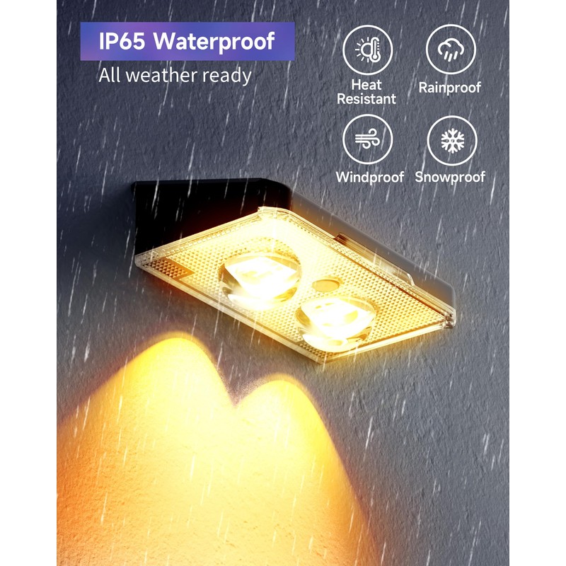 DANCINGBOAR Solar Fence Lights 16 Pack, Outdoor IP65 Waterproof LED,