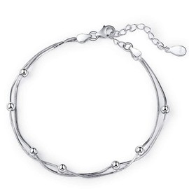 kelistom 925 Sterling Silver Bracelets for Women, Love Heart Charm Chain Bracelet Bangle Fashion Jewelry Gifts