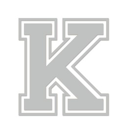 Applicable Pun Varsity Letter K - Vinyl Decal for Outdoor Use on Cars, ATV, Boats, Windows and More - Light Grey 9 Inches Tall