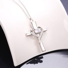 DAOSHANG Ashes Necklace Sterling Silver Urn Necklaces for Ashes, Cross/Infinity/Cylinder Cremation Jewelry for Ashes for Women Men, Cremation Keepsakes Memorial Gift