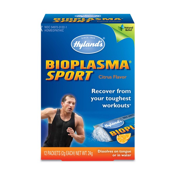 Hyland’s Naturals Electrolyte Powder Bioplasma Sport Cell Salts, Natural Relief of Fatigue, Pain and Swelling, 12 Count