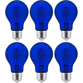 6 Pack of Sunlite Blue LED A19 Bulb - 4.5 Watt, Medium Base, 120 Volt UL-Listed LED Light Bulb, Lasts 15,000 Hours - Holiday, Party, and Decorative!