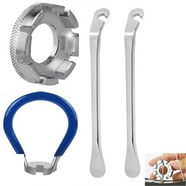 Jindizi Bicycle Spoke Wrench Tool Set, Tire Lever, Nipple Wrench, Nipple Turner, 8 Hole Adjustment Spoke Tool Adjuster Set Kit, Bike Rim Correct Kit, Tire Removal Tool, Bicycle Tire Replacement