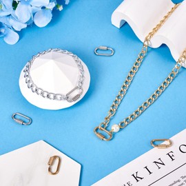 Beadthoven 4Pcs Oval Screw Carabiner Lock Charms 22x11x4mm 304 Stainless Steel Necklace Lock Clip Charms Small Metal Locking Carabiner Clasps for DIY Necklace Bracelet Keychain Jewelry Making Supplies