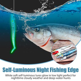 10PCS T-Tail Soft Fishing Lures with Jig Heads,11cm Realistic Fishing Lure with 3D Eyes Paddle Tail Soft Fish Baits Saltwater Cod Sand Eel Bass Lures for Sea Bass Pike Trout Uk Sea