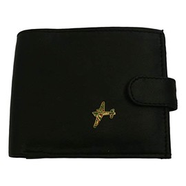 Camo Wellington Black Leather Mens Wallet RFID Protection