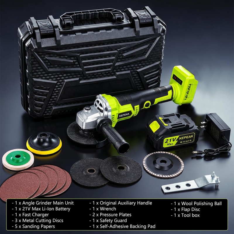 Cordless Angle Grinder, 4-1/2 Inch 3-Speed Brushless Power Grinder with