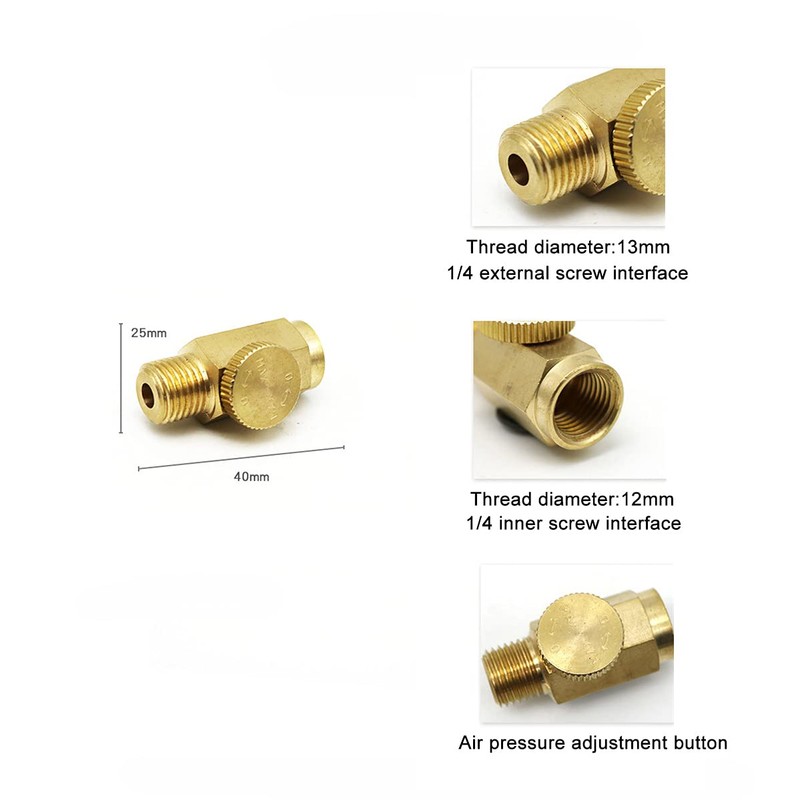 Shiwaki Brass In-Line Air Flow Regulator Valve 1/4" NPT Male