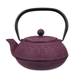 30 oz Cast Iron Teapot Enamel Lining W/Metal Infuser Tea Kettle, Purple