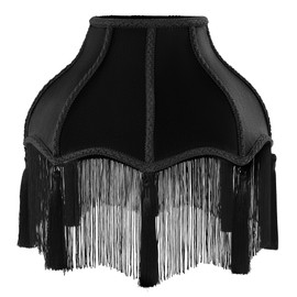 MABOZOO Victorian Lamp Shade, Velvet Vintage Lampshade with Tassel and Fringe, 6.4"x13"x12.3" Bell Shape Scallop Lampshades for Table, Floor and Bedside Lamps (Olive Green)
