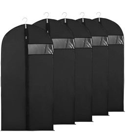 Buystarget 5X 122cm Suit Cover Hanging Zipper Foldable Washable Clear Window Lightweight Garment Bags for Costumes Suits Coats 48'' Long Dress Bag Wardrobe Storage Covers Closet Travel