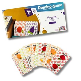 Juego de Dominó Didáctico de Frutas en Inglés Niños y Adolescentes | Incluye 28 Piezas de 11x6 cm | 2 a 4 Jugadores | Juego de Dominó Fruits