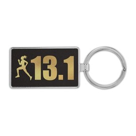 RDW Womens Half Marathon 26.2 Premium Leatherette Keychain woman girl cross country runner running - Black/Gold