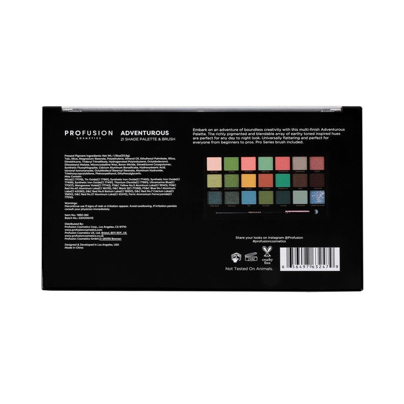 PROFUSION COSMETICS ADVENTUROUS | 21 SHADE PALETTE & BRUSH