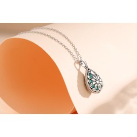 BDL Teardrop Natural Turquoise Necklace, 925 Sterling Silver Pendant for Good Fortune & New Beginnings, Jewelry Gifts for Her Wife Moms Grandma Mother's Day Christmas