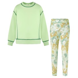 GRACE KARIN Sweatshirt for Teen Girls 10-12 Fall Fashion Outfits 2 Pieces Pullover Tracksuit Clothing Set Green