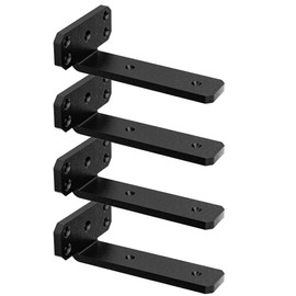 SANKEYTEW 4 Pack - 6 inch Black Hidden L Shelf Bracket (1/5 Inch Thicked) Iron Shelf Brackets, Metal Shelf Bracket, 160 lb. Load Capacity , DIY Shelving Hidden 90 Degree Right Angle Bracket Design