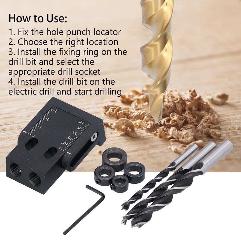 39Pcs Pocket Hole Jig 15 Degree Woodworking Guide Oblique Drill
