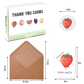 40 PCS Funny Thank You Cards with Envelopes, Blank Thank You Cards for Small Business, Cute Thank You Notes Cards Bulk for Kids Students, Thanks Greeting Cards for Wedding, Business, Birthday, Baby Shower