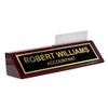 Piano Finished Rosewood Desk Name Plate with Card Holder, 2"