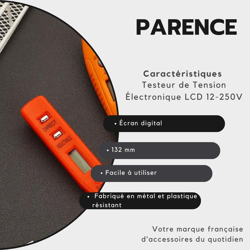 PARENCE. - 12-250V LCD Electronic Voltage Tester - Accurate Diagnostic