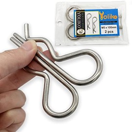 Yoliko 2 Pcs Heavy Duty Stainless Steel Cotter Pin R Clip Large Spring Retaining Wire Hair Pins Hitch Pin Clips Large Carter Pins for Trailer Pin Clips Lock System M5x100 keeper 4 inch Pin Keeper Pins