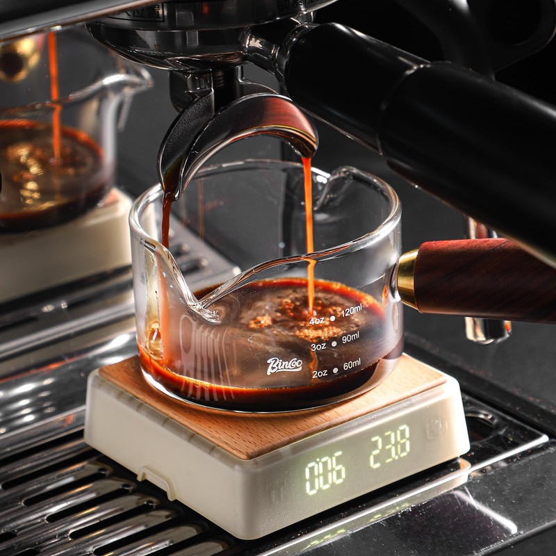 Espresso Shot Glasses with Wood Handle - 120ml Glass Coffee