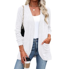 Womens Cardigan Lightweight Long Sleeve Business Casual Teacher Cardigan Knit Cute Sweater Fall Winter White XXL