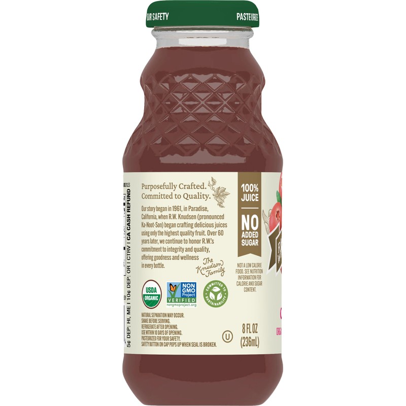 R.W. Knudsen Organic Just Cranberry Juice, 8 fl oz (12