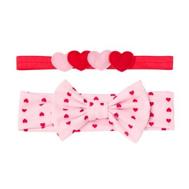 Pink Valentine's Headband Bow Hair Clips Pin Pink Hairband Hairclips Hairpins JHV16 (Set-A)