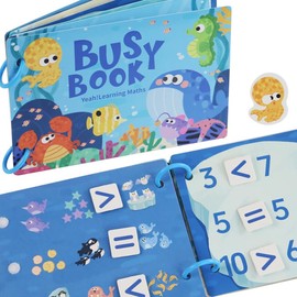 Flybean 3-in-1 Montessori Preschool Busy Book for Toddlers, Kids Age 2+,Educational Sensory Book, Birthday/Christmas/Valentine Gifts for Boys, Girls(8" Letters&Math Sets)