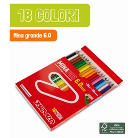 Seven Pastelli Scuola Minapro 6.0 - Scatola 18 Pz, 18 Pastelli a colori con spazio nome personalizzabile, Bambini e Ragazzi