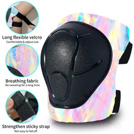 Gradient Color Kids Protective Gear Set Knee Pads for Kid 2-14 Years,W/ Adjustable Strap Kids/Youth Knee Pads Elbow Pads Wrist Guards Set for Inline Roller Skates,Cycling,BMX Bike,Skateboard,Scooter