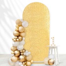 7.2FT Arch Backdrop Cover Gold Sequin Fabric Covers Round Top Chiara Backdrop Arch Covers for Party Banquet Party Baby Shower Decor