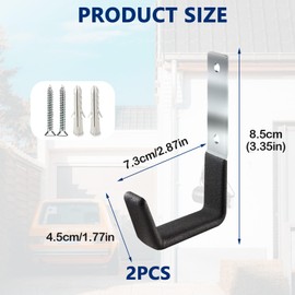 keyxer Pack of 2 Heavy Duty Wall Hooks, Heavy Duty Garage Storage Hooks, Utility Hooks for Garage Wall, Garden Tool Organiser, Black Universal Hooks for Screwing Bulky Items Wall Mount