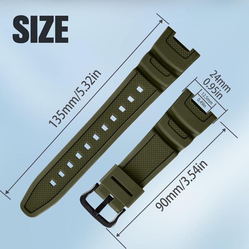 Waterproof Natural Resin Replacement Watch Band for Casio Sport SGW-100