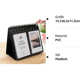 Kompassswc Photo Album Desk Calendar Album 68 Photos Slip-in Album for Stand Up Photo Album for Polaroid, Instax Mini 70 7s 8 50s 90.3 Inch Photos (Black)