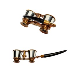 SIFAAT WORLD 2.5" Opera Glasses Binoculars for Adults – Mother of Pearl Solid Brass with Handle | Pocket-Sized, Ideal for Kids, Bird Watching, Hunting & Theatre