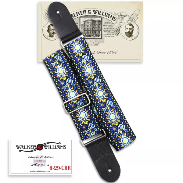 Walker & Williams H-29-CHR Blue Cheer Vintage Woven Strap With