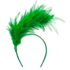 GHGMAO 1920s Feather Fascinator Headband for Women Kentucky Derby Headpiece Gatsby Fascinator Hats Feathers for Cocktail Wedding Tea Party (Green)