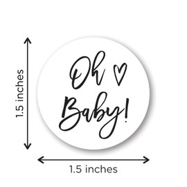 1.5" Round Oh Baby Stickers - Set of 60 (Black)