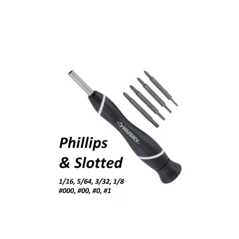 Husky 8-In-1 Precision Screwdriver Set - Phillips PH000 & Slotted