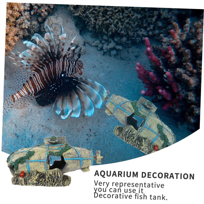 Mipcase Resin Simulation Submarine Aquarium Decor Unique Fish Tank Ornament