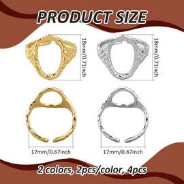 HOBBIESAY 4Pcs Stackable Open Ring Stainless Steel Stacking Rings Adjustable Women Opening Rings Supplies for Jewelry Making Gold and Silver Round Party Ring 0.67 Inch Inner Diameter