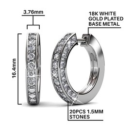 Cate & Chloe Viviana 18k White Gold Hoop Earrings with Crystals, Crystal Hoop Earrings for Women, Wedding Anniversary Jewelry