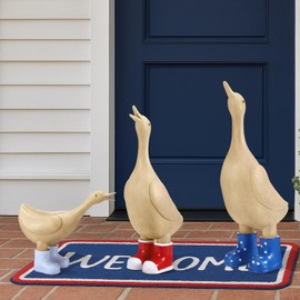 Foilswirl 3 Pack 4th of July Porch Decor Patriotic Duck Figurines Duck Statue Resin Rustic Yard Signs Red White and Blue Decoration Lawn Ornaments for Independence Day USA Home Decor, 3 Sizes