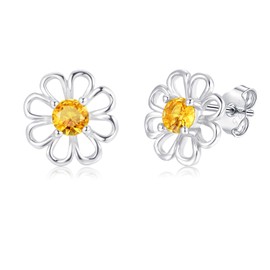 Lynizo Stud Earrings 925 Sterling Silver Flower Stud Earrings for Women, Hypoallergenic Daisy / Cherry Blossom Stud Earrings, Small Sleeping Cartilage Ear Plugs, Cute Jewellery for Girls, Sterling