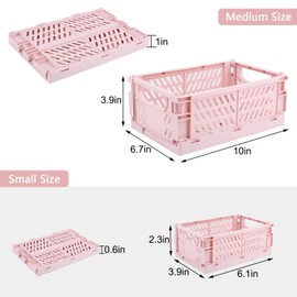 Weraher - Cestas de plástico para organizar el computadora, organizador de cajones, 2 cajas de almacenamiento plegables medianas+2 pequeñas y duraderas para el hogar, cocina, aula, oficina, recámara y